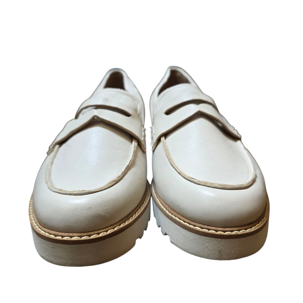 Franco Sarto Cream Leather Lug Sole Loafers Comfortable Womens Size 7.5 - Picture 3 of 8